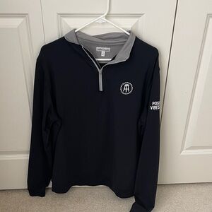 Peter Millar Barstool Black and Gray Quarter-Zip Pullover